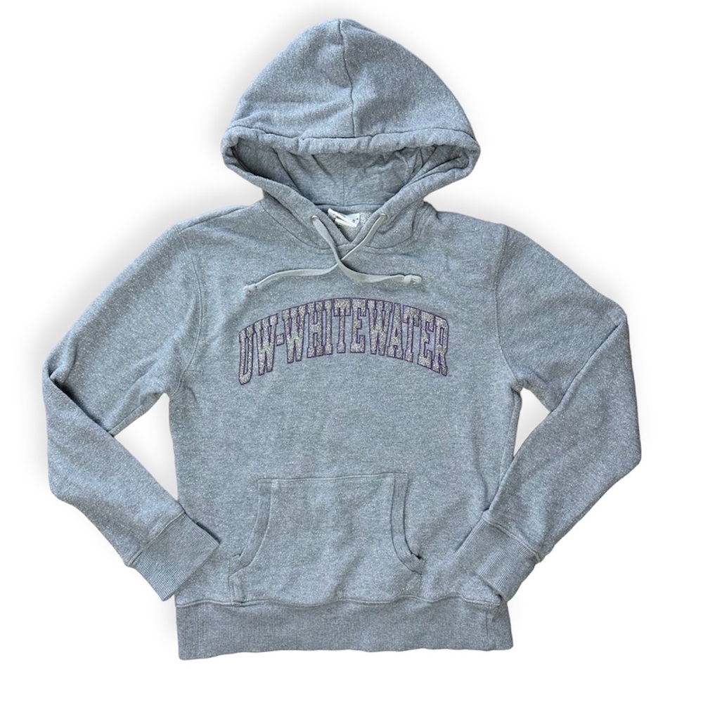 UW Whitewater Sparkle Metallic Gray Hoodie Sweatshirt Pouch Pocket Women's Small